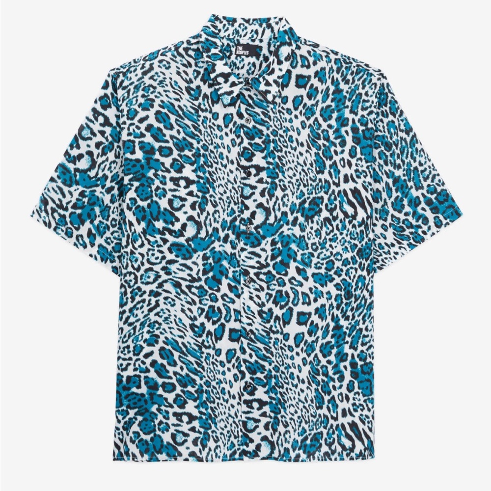 The Kooples Vibrant Blue and Black Patterned Shirt